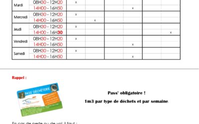 Nouveaux horaires déchetteries SIVOM