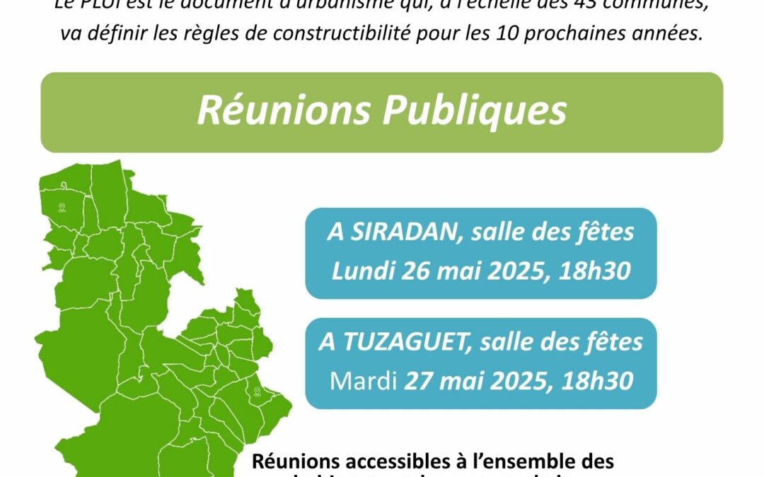 PLUI – Réunions publiques les 26 & 27 mai