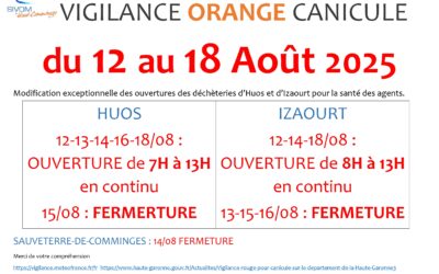 ‼️Changement des horaires des déchetteries du SIVOM – jours de canicule jusqu’au 18 août‼️